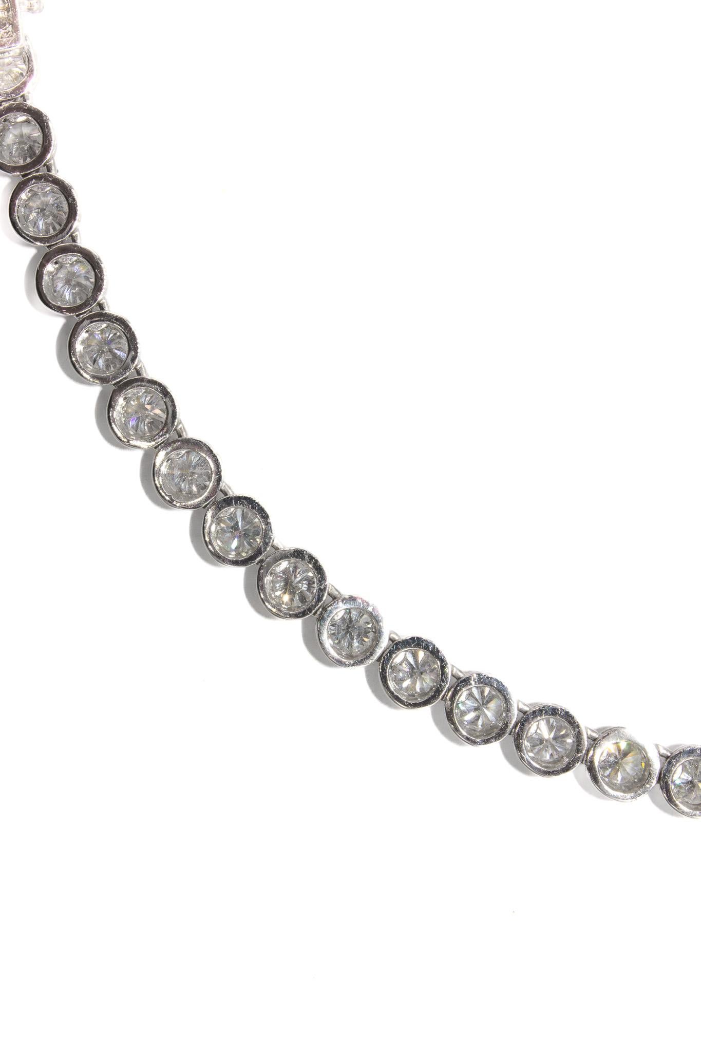 Round Cut J. Birnbach 28.46 Carat Total Round Brilliant Diamond Tennis Necklace For Sale