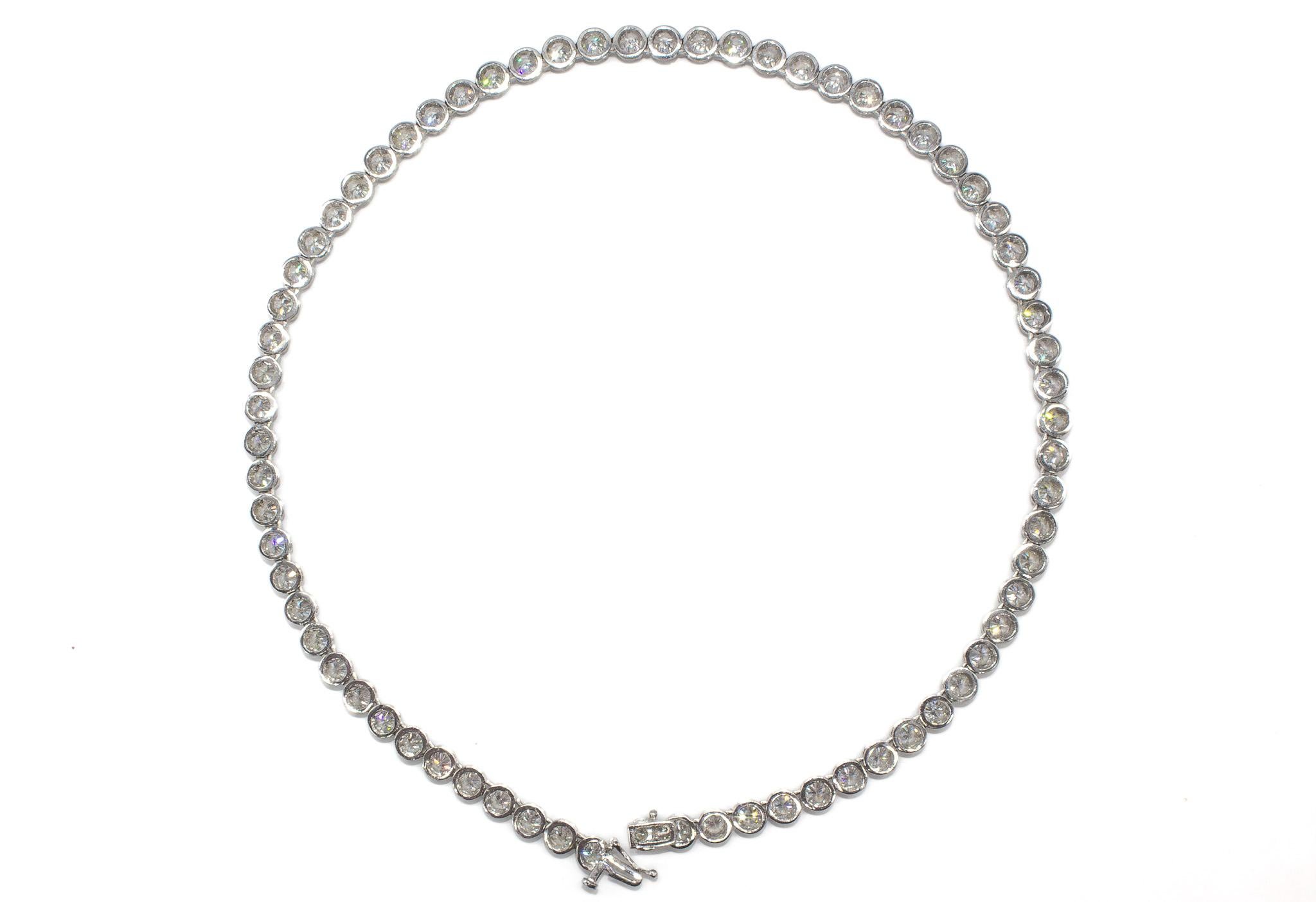 J. Birnbach 28.46 Carat Total Round Brilliant Diamond Tennis Necklace In Excellent Condition For Sale In New York, NY