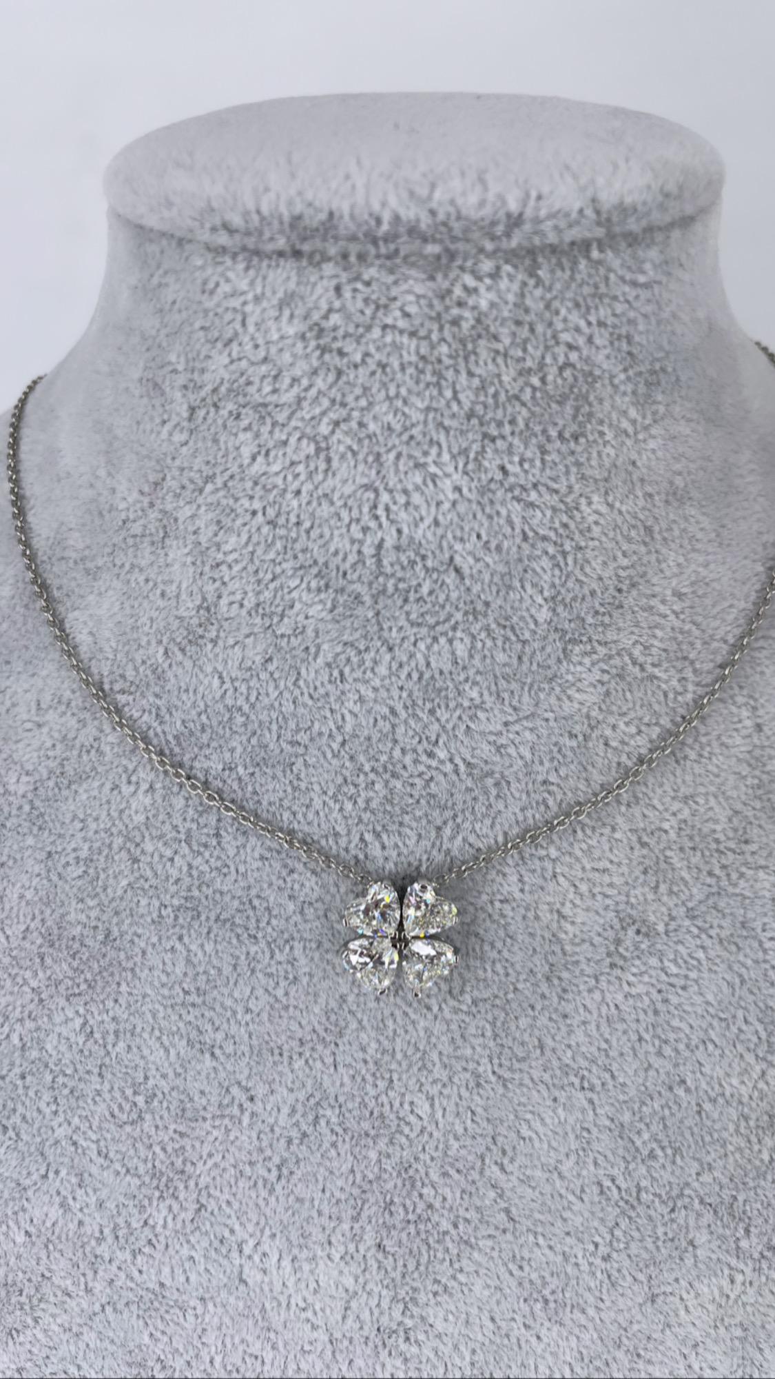 J. Birnbach, collier pendentif trèfle de 2,92 carats avec diamants en forme de cœur Neuf - En vente à New York, NY