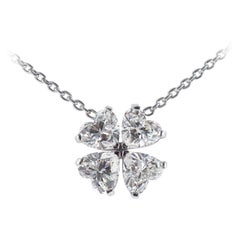 J. Birnbach 2.92 carat Clover Pendant Necklace with Heart Shape Diamonds