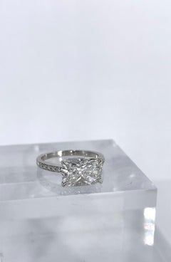 J. Birnbach 3.01 carat Cushion East-West Pave Solitaire Engagement Ring