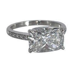 J. Birnbach 3.01 carat Cushion East-West Pave Solitaire Engagement Ring