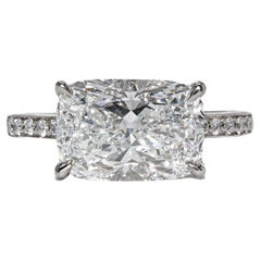 J. Birnbach 3.01 carat Cushion East-West Pave Solitaire Engagement Ring