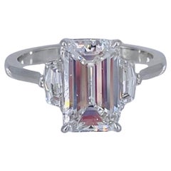 J. Birnbach 3.01 carat Emerald Cut Diamond Three Stone Engagement Ring