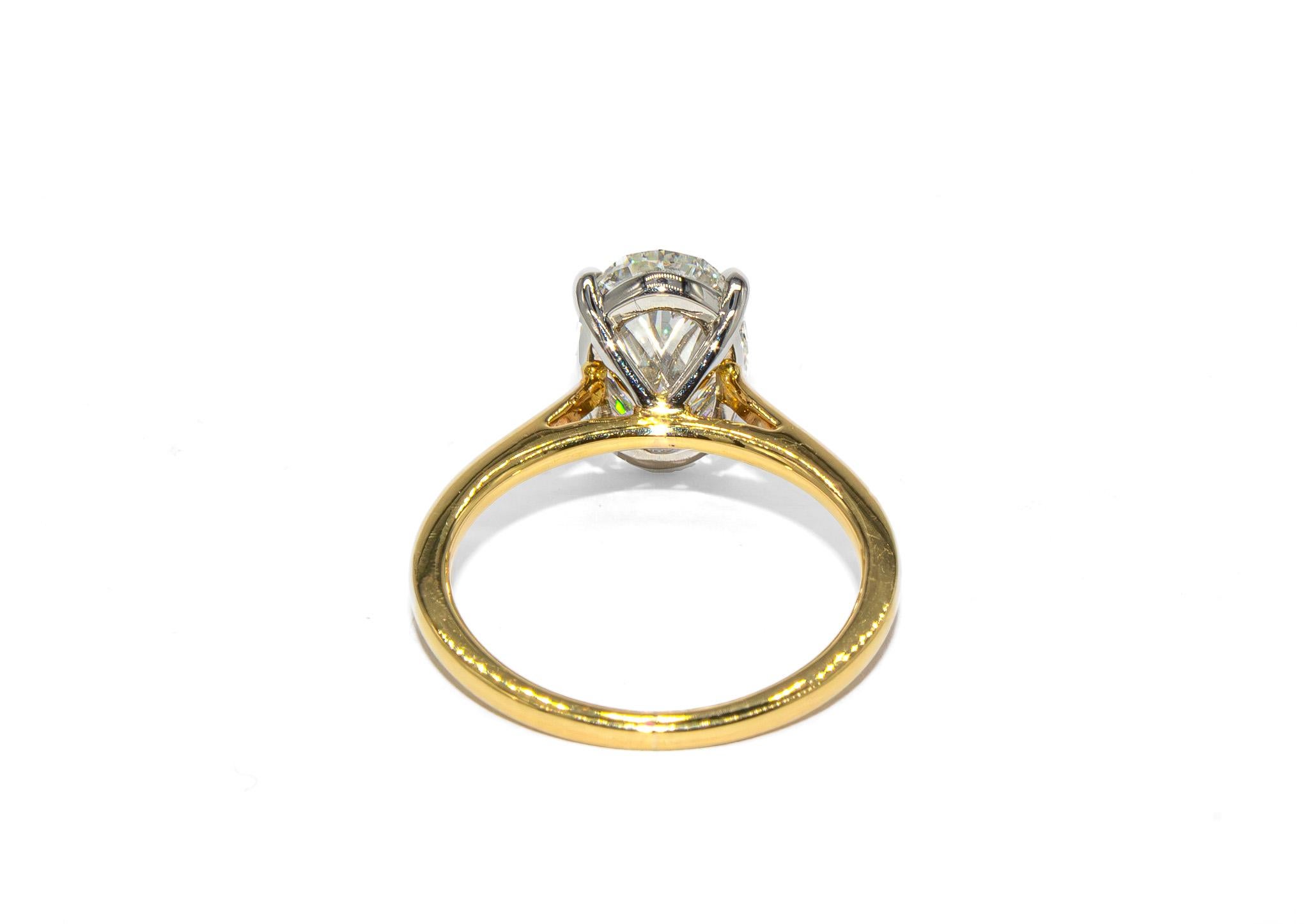 De las mujeres J. Birnbach Anillo de compromiso solitario con diamante oval de 3,01 ct GIA G VS1 en oro de 18 quilates en venta