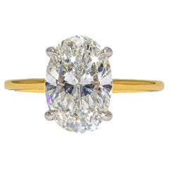J. Birnbach Anillo de compromiso solitario con diamante oval de 3,01 ct GIA G VS1 en oro de 18 quilates