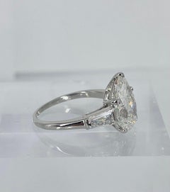 J. Birnbach 3.02 carat Pear Diamond Engagement Ring with Tapered Baguettes