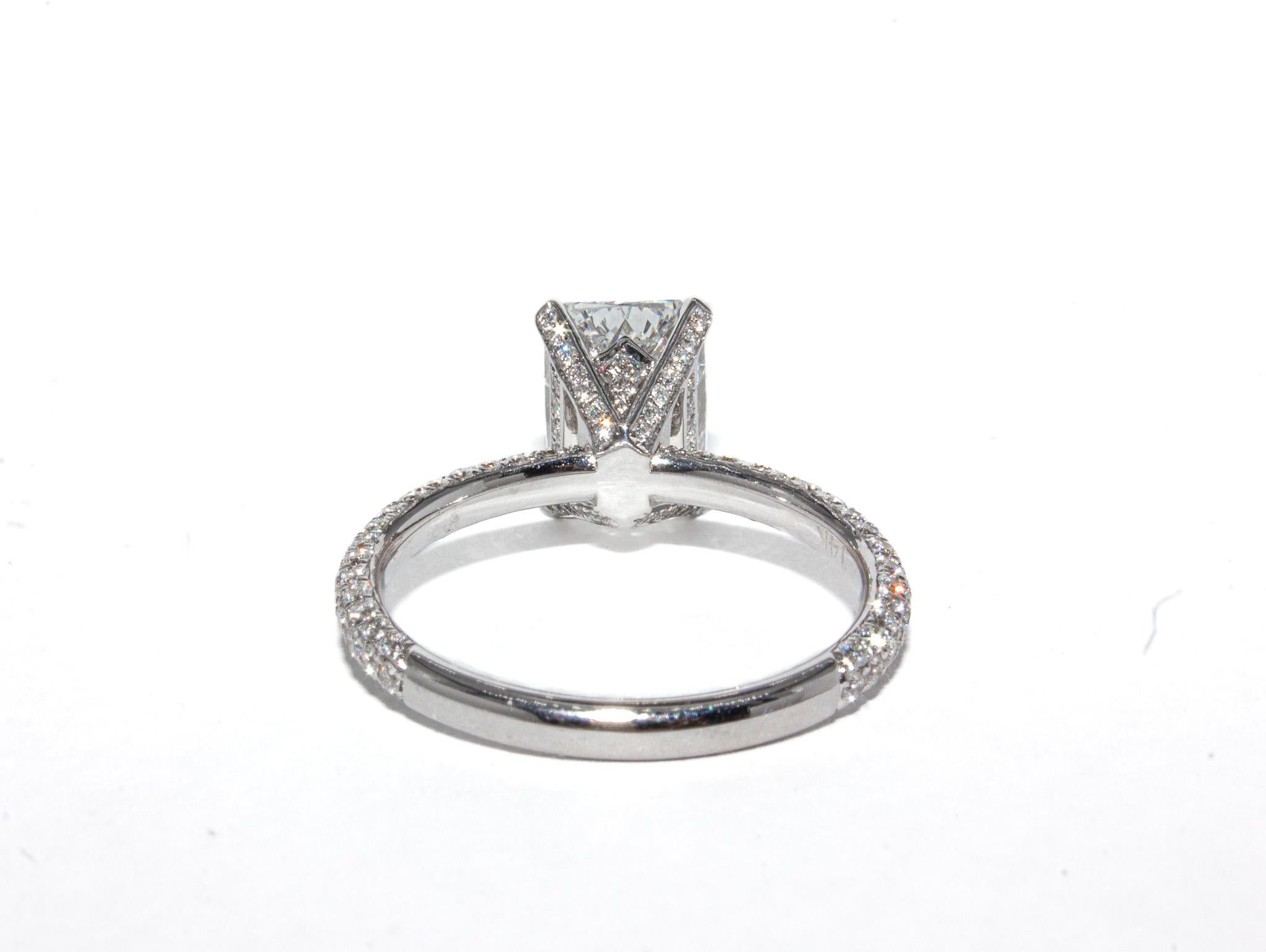Radiant Cut J. Birnbach 3.02ct GIA E SI2 Radiant Diamond Solitaire Engagement Ring For Sale