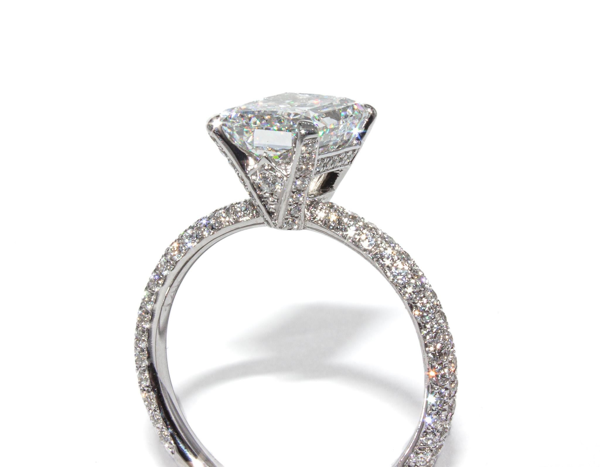 J. Birnbach 3.02ct GIA E SI2 Radiant Diamond Solitaire Engagement Ring In New Condition For Sale In New York, NY