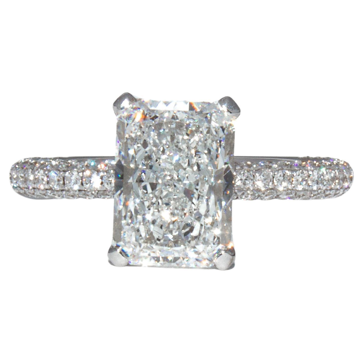 J. Birnbach 3.02ct GIA E SI2 Radiant Diamond Solitaire Engagement Ring For Sale