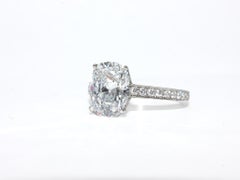 J. Birnbach 3.18 Carat Cushion Diamond Three Sided Pave Engagement Ring