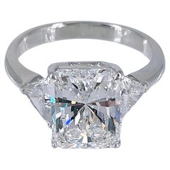 J. Birnbach 3.21 carat Radiant Cut Diamond Three Stone Ring with Trillions