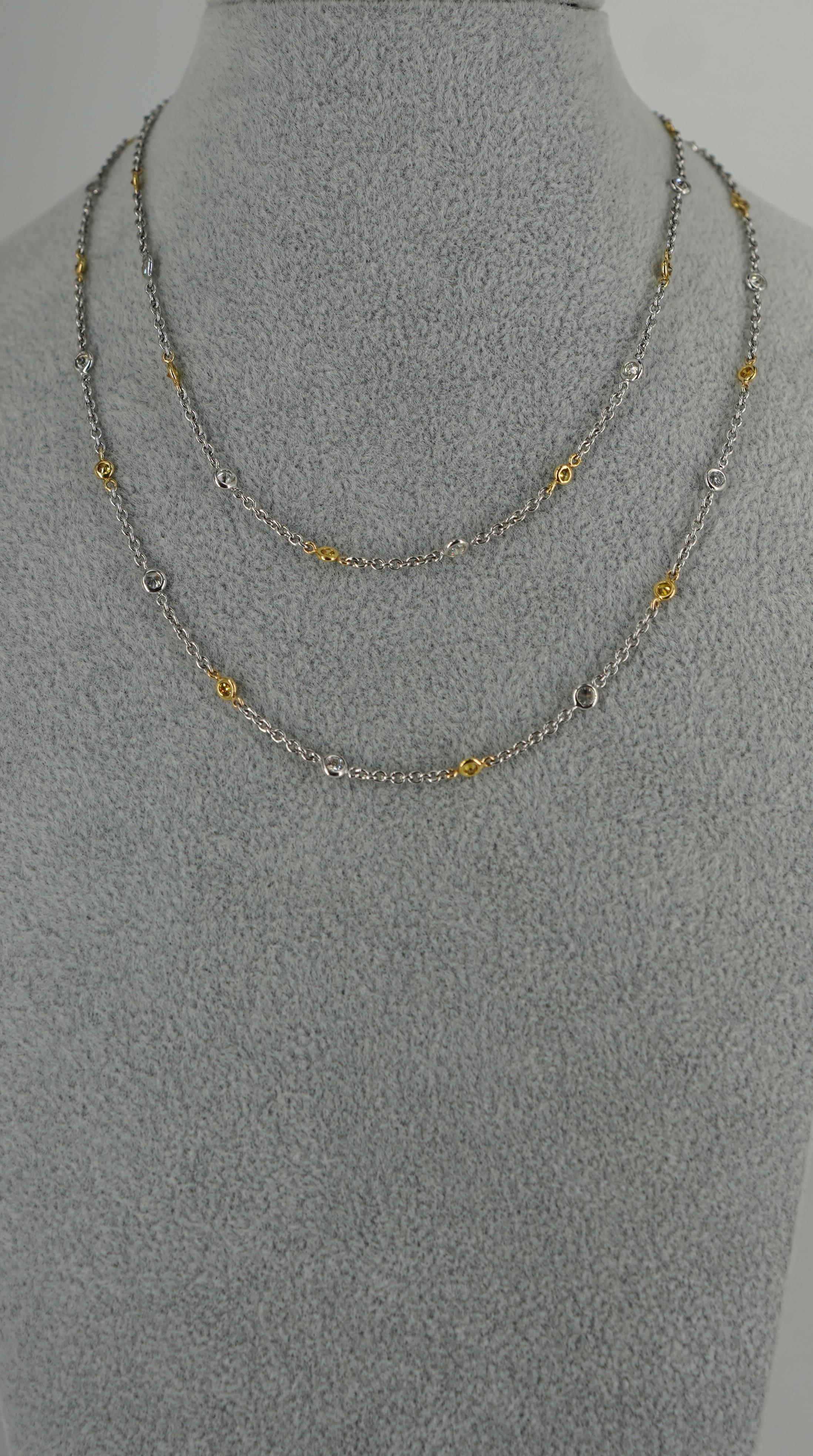 J. Collier de Birnbach composé de diamants de couleur jaune fantaisie de 3,28 carats au total, bicolores, au Yard Neuf - En vente à New York, NY