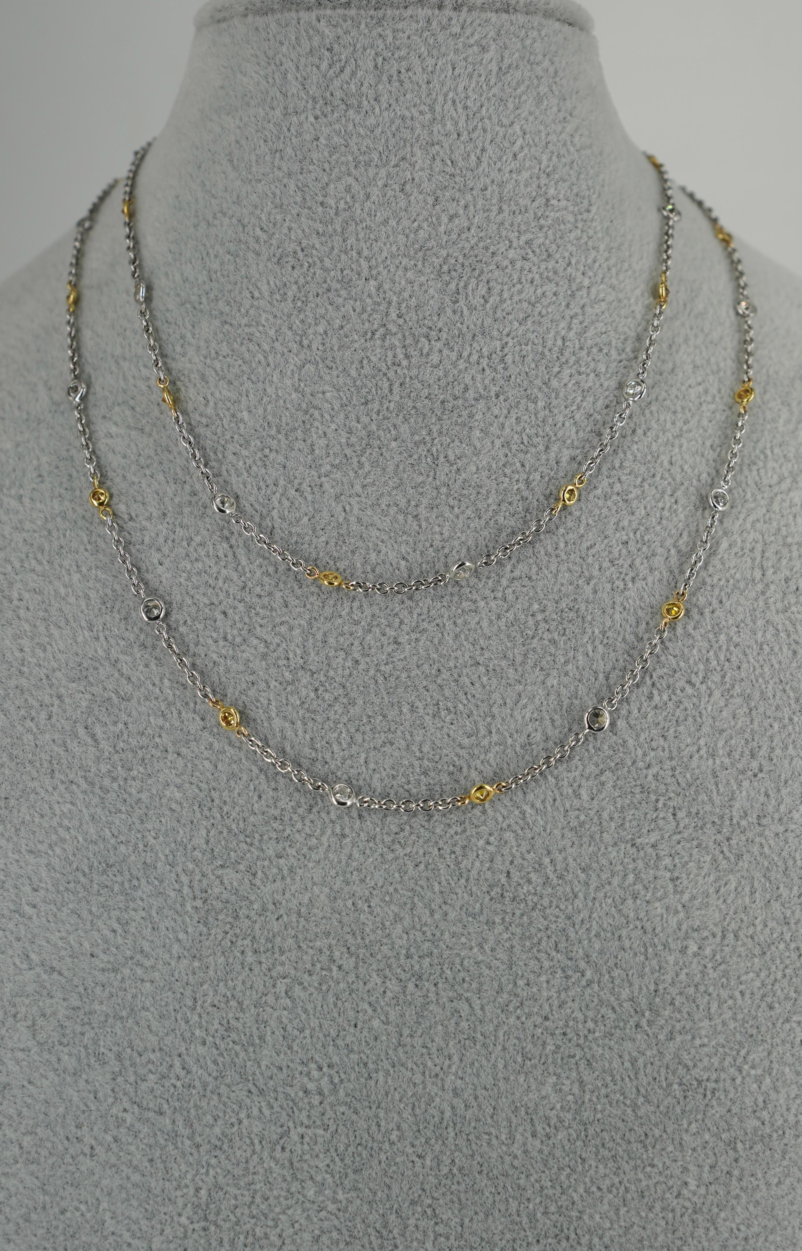 J. Collier de Birnbach composé de diamants de couleur jaune fantaisie de 3,28 carats au total, bicolores, au Yard Pour femmes en vente
