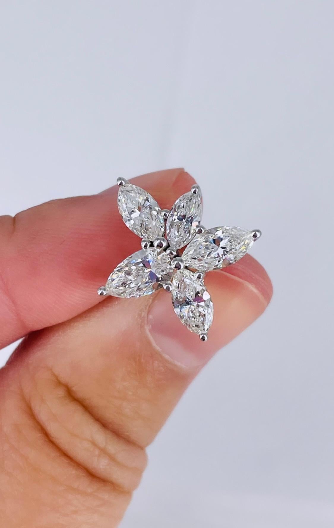 J. Birnbach 3.39 carat Pear and Marquise Diamond Earrings in 18K White Gold In New Condition For Sale In New York, NY