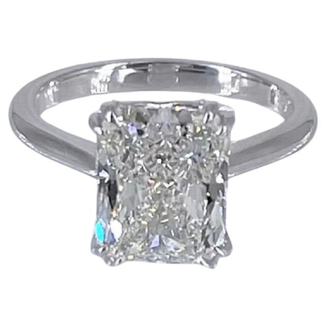J. Birnbach, bague de fiançailles solitaire en diamant taille radiant de 3,54 carats certifié GIA