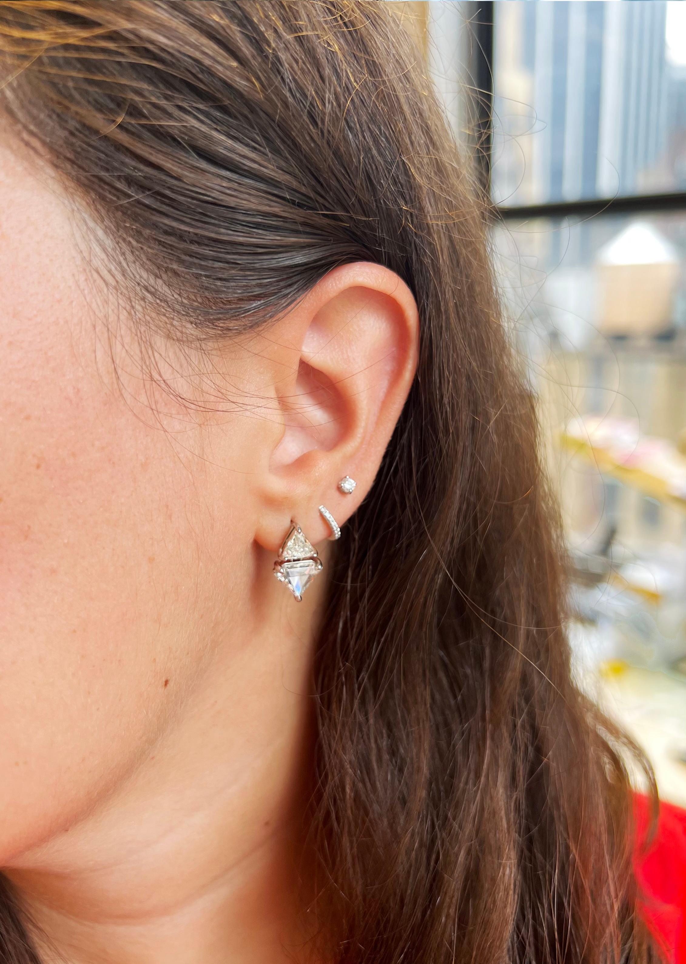 trillion cut diamond earrings