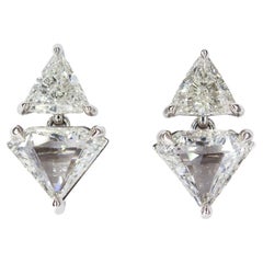 J. Birnbach 3,72 Karat Diamant Form und Trillion Tropfen Ohrringe in Platin
