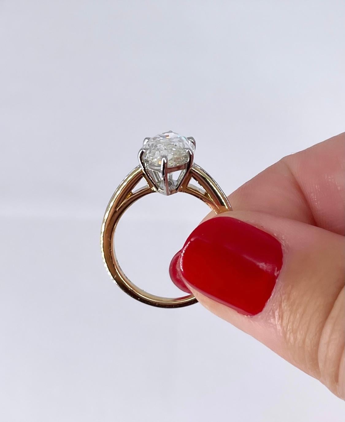 J. Birnbach 3.72 carat Marquise Diamond Solitaire Double Band Engagement Ring  In Excellent Condition For Sale In New York, NY