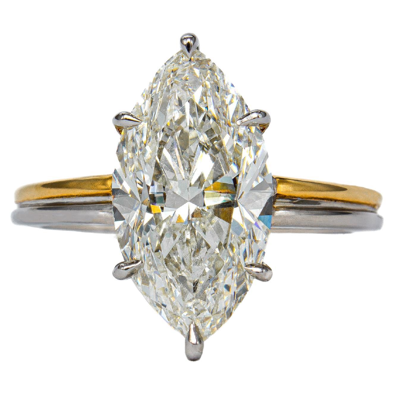J. Birnbach 3.72 carat Marquise Diamond Solitaire Double Band Engagement Ring