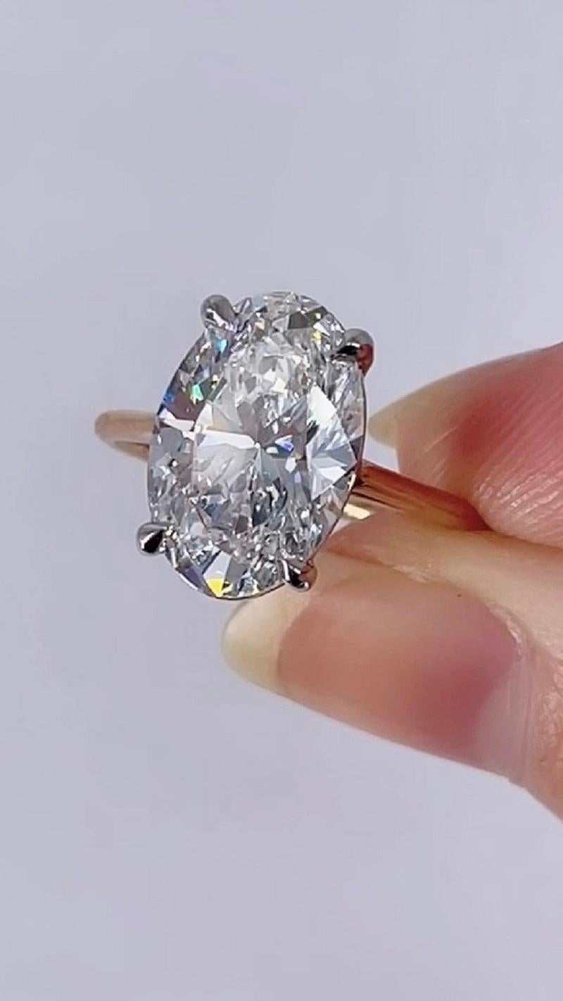 Oval Cut J. Birnbach 3.72ct GIA ESI1 Oval Diamond Solitaire Rose Gold Engagement Ring For Sale