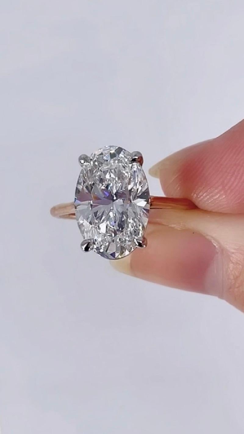 J. Birnbach 3.72ct GIA ESI1 Oval Diamond Solitaire Rose Gold Engagement Ring For Sale 1