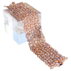 J. Birnbach Pulsera de malla rosa de 18 quilates con diamantes talla princesa de fantasía GIA de 39 quilates