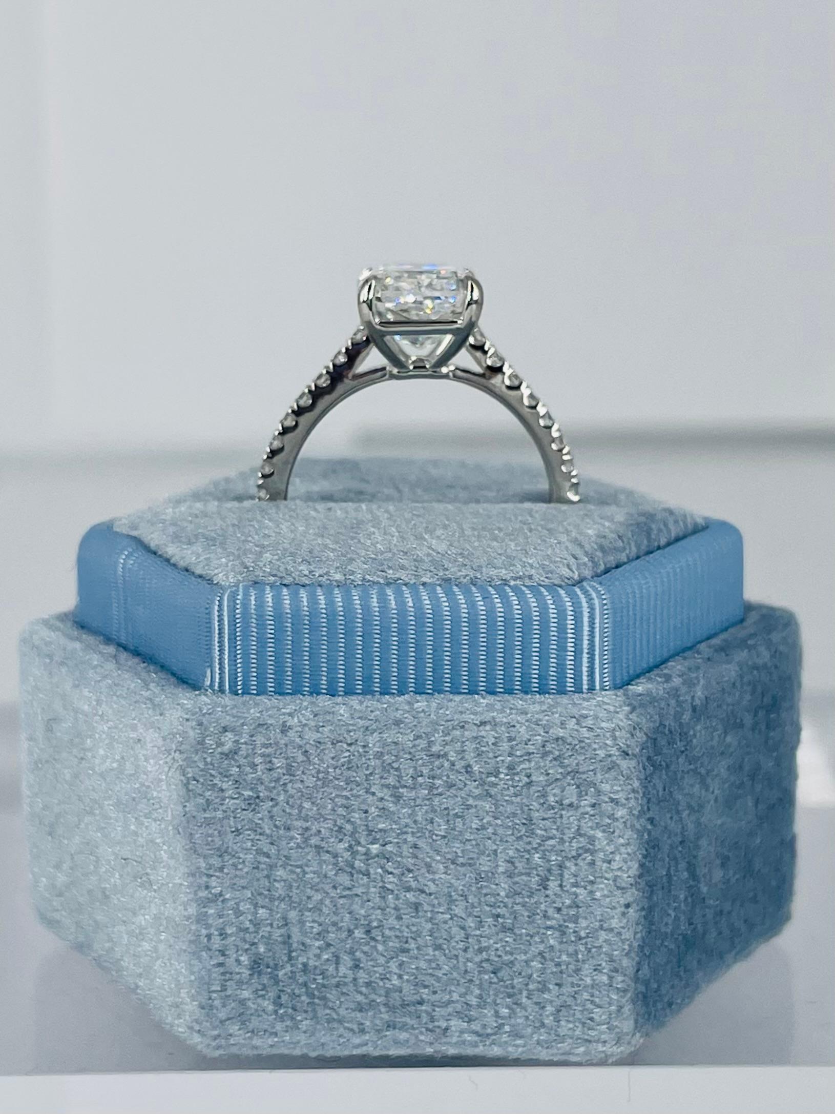 Women's J. Birnbach 4.01 ct GIA DSI Radiant Cut Diamond Pave Solitaire Engagement Ring  For Sale