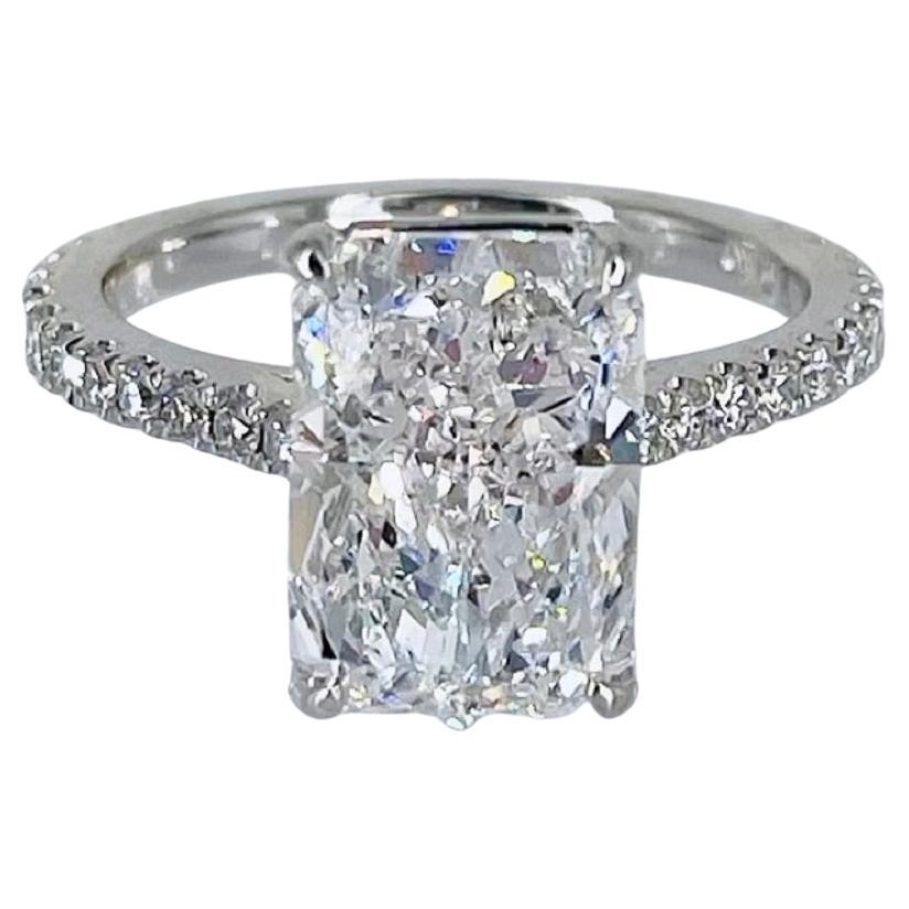 J. Birnbach 4.01 ct GIA DSI Radiant Cut Diamond Pave Solitaire Engagement Ring  For Sale