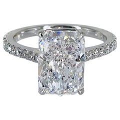 J. Birnbach, bague de fiançailles solitaire pavée de diamants taille radiant de 4,01 carats certifiés GIA DSI 