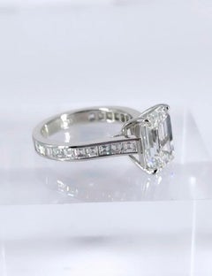J. Birnbach 4.03 ct GIA GVS1 Emerald Cut Diamond Ring with Carre Diamond Band