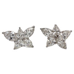 J. Birnbach - Boucles d'oreilles à grappes de diamants poire et marquise de 4,42 carats au total