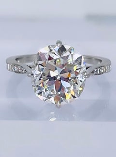J. Birnbach 5.01 Carat Antique Cushion Brilliant Diamond Engagement Ring