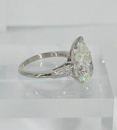 J. Birnbach 5.52 carat Pear Diamond Engagement Ring with Tapered Baguettes