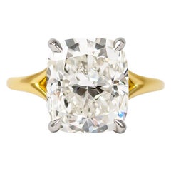 J. Birnbach 6.01 Carat Cushion Modified Brilliant Cut Diamond Solitaire Ring