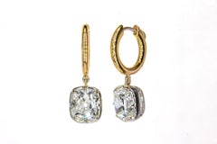 J. Birnbach 6,02 Karat Charmante 18K zweifarbige Tropfenohrringe mit Diamanten im alten Minenschliff