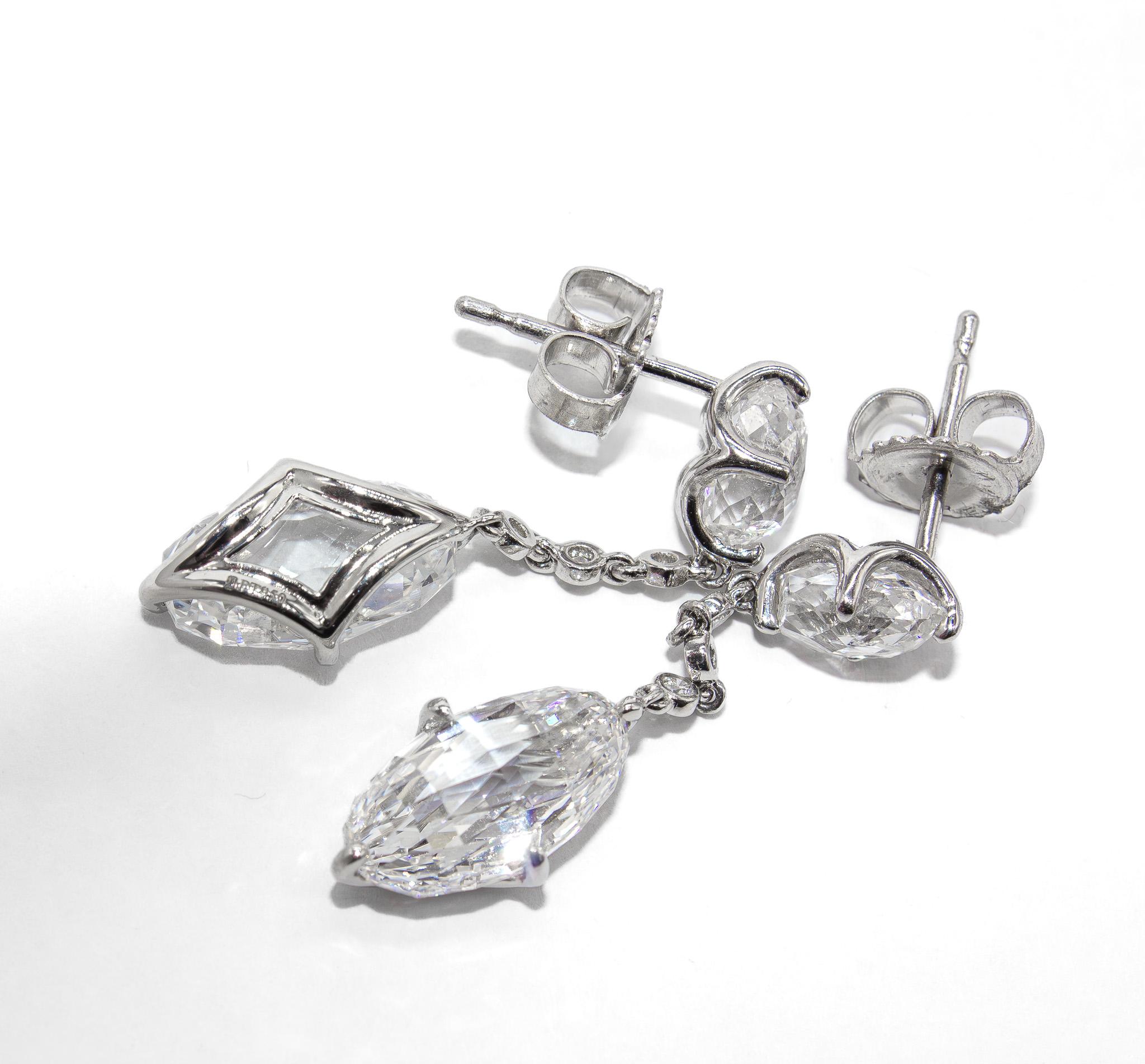 J. Birnbach 8.10 Carat Total GIA Certified Briolette Diamond Drop Earrings In New Condition For Sale In New York, NY