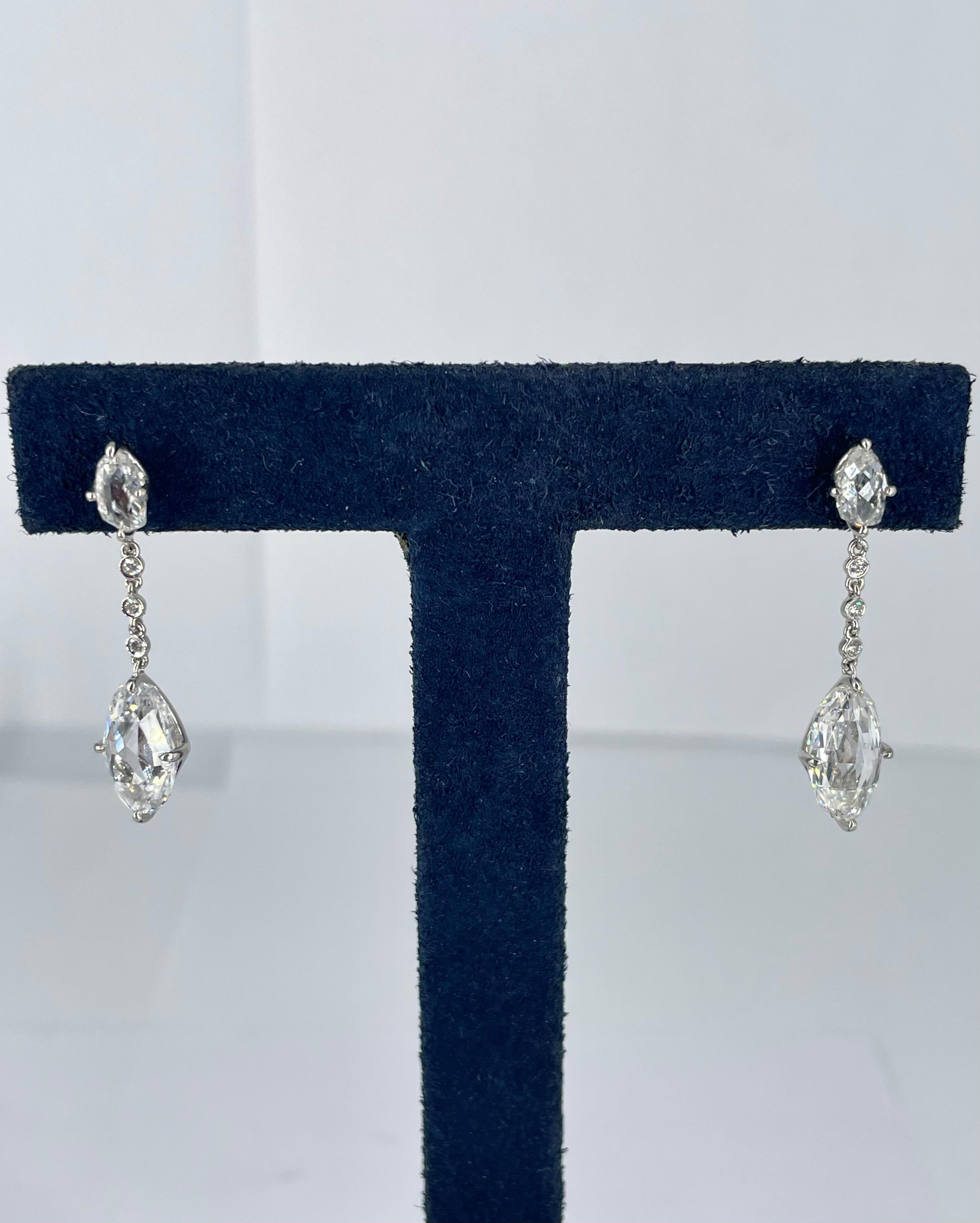 Women's J. Birnbach 8.10 Carat Total GIA Certified Briolette Diamond Drop Earrings For Sale