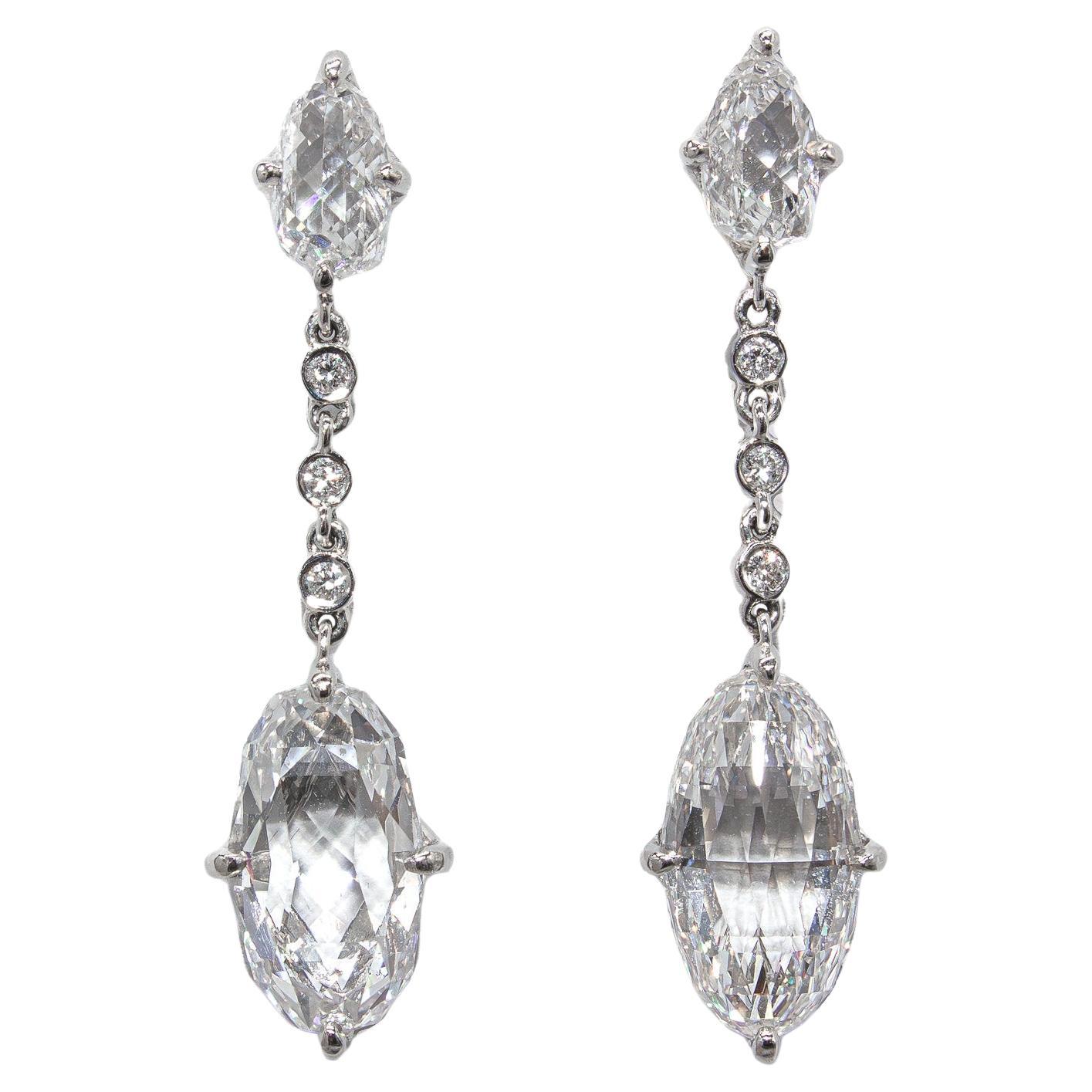 J. Birnbach 8.10 Carat Total GIA Certified Briolette Diamond Drop Earrings