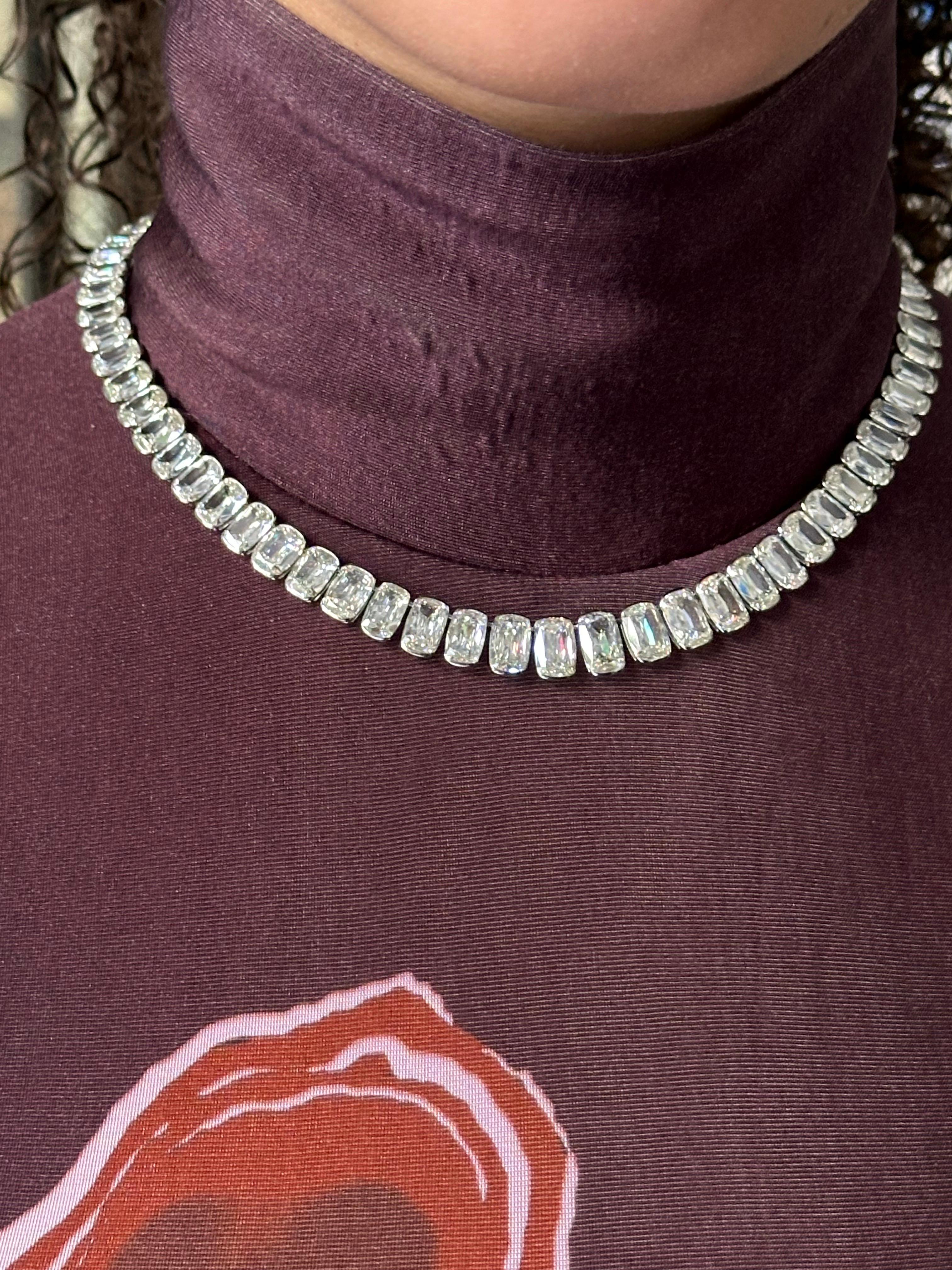 J. Birnbach Collier Riviera à diamants de style Ashoka de 65,01 carats au total en vente 4
