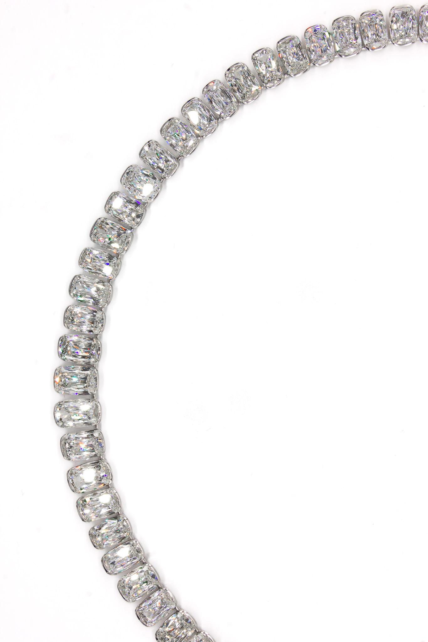 Contemporain J. Birnbach Collier Riviera à diamants de style Ashoka de 65,01 carats au total en vente