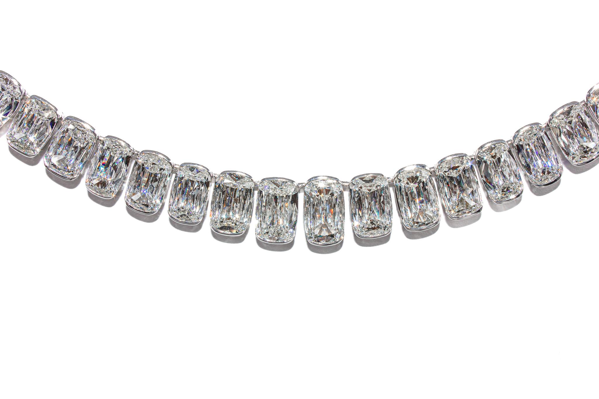 J. Birnbach Collier Riviera à diamants de style Ashoka de 65,01 carats au total Neuf - En vente à New York, NY