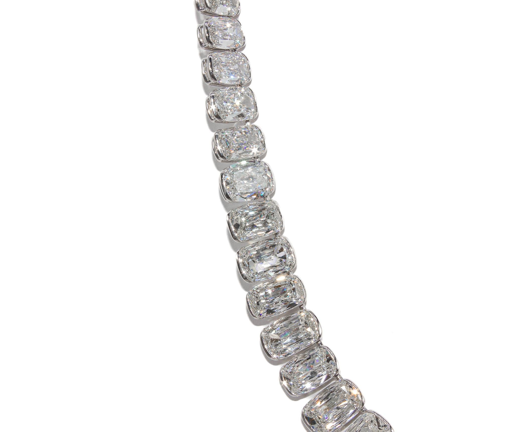 J. Birnbach Collier Riviera à diamants de style Ashoka de 65,01 carats au total en vente 1