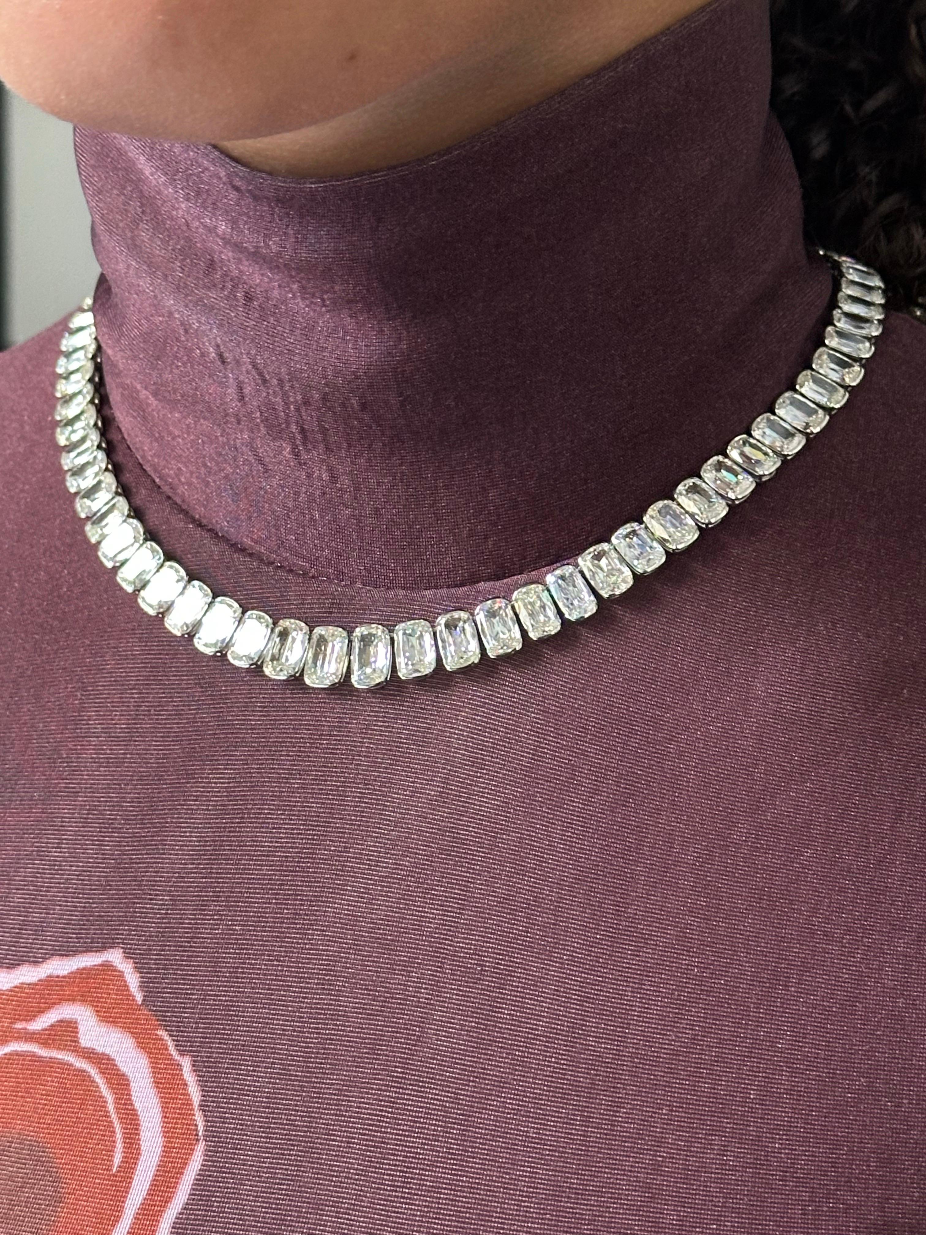 J. Birnbach Collier Riviera à diamants de style Ashoka de 65,01 carats au total en vente 3