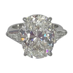 graff oval diamond ring J. Birnbach 7.03 carat GIA GVS1 Cushion Three Stone Engagement Ring with Kites