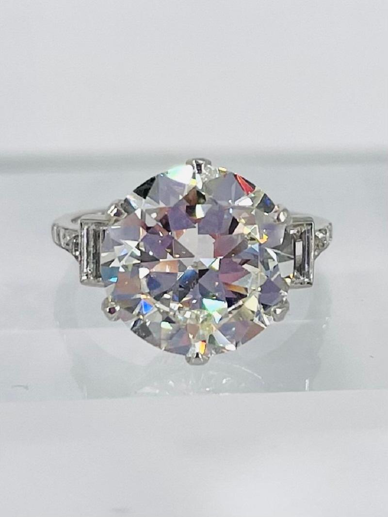 J. Birnbach 7.15 carat European Cut Art Deco Engagement Ring in Platinum For Sale