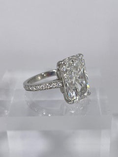 J. Birnbach Bague de fiançailles solitaire pavé de diamants taille radiant de 7,80 carats certifié GIA FSI2