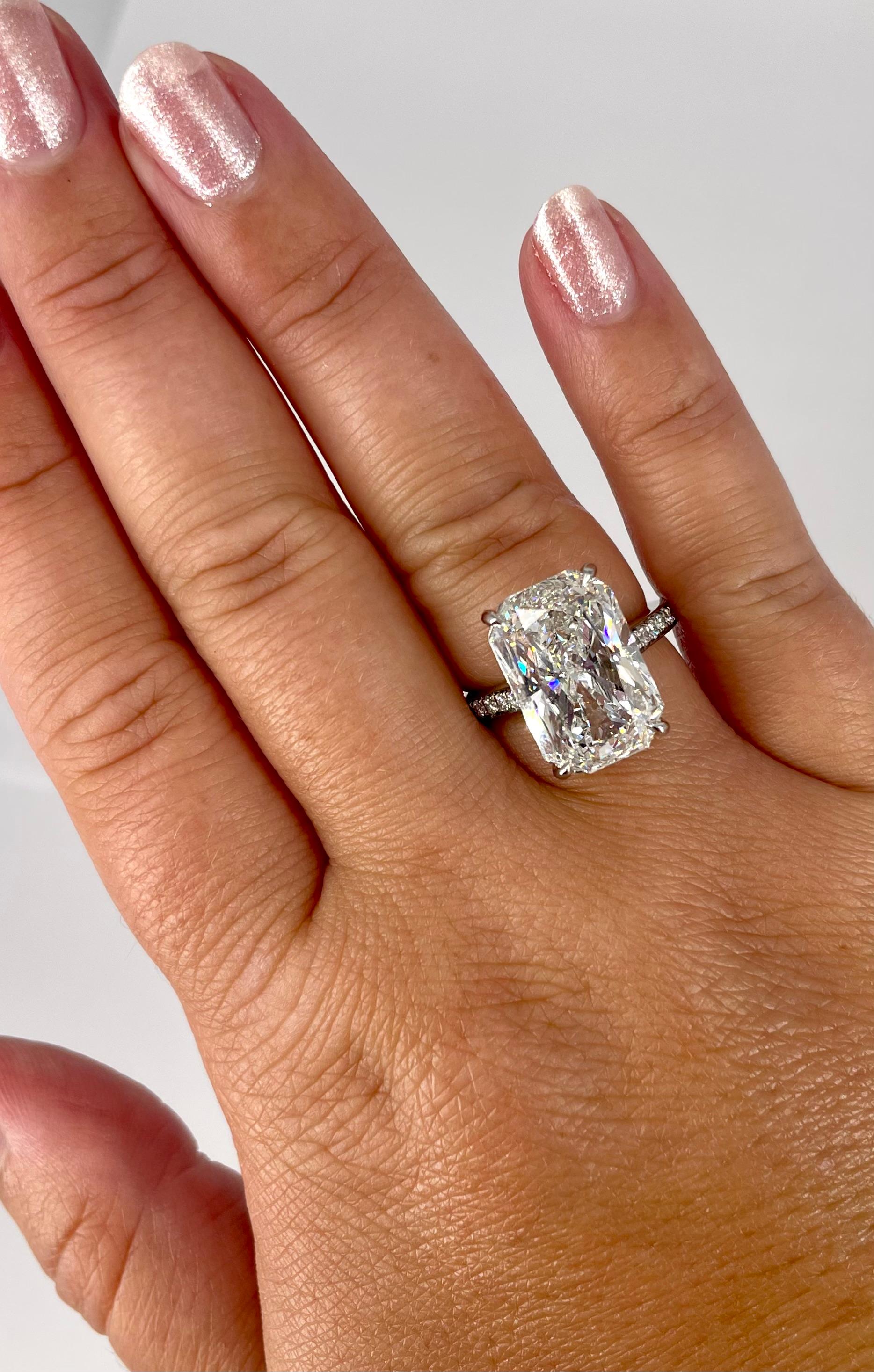 Radiant Cut J. Birnbach 7.80 carat GIA FSI2 Radiant Diamond Pave Solitaire Engagement Ring  For Sale