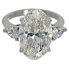 J. Birnbach 8.05 ct GIA GVS1 Oval Three Stone Ring with Pear Shape Side Stones