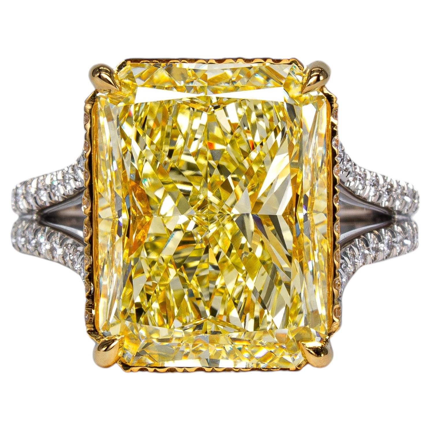 J. Birnbach 9.02ct GIA Fancy Yellow VS2 Radiant Diamond Solitaire Ring
